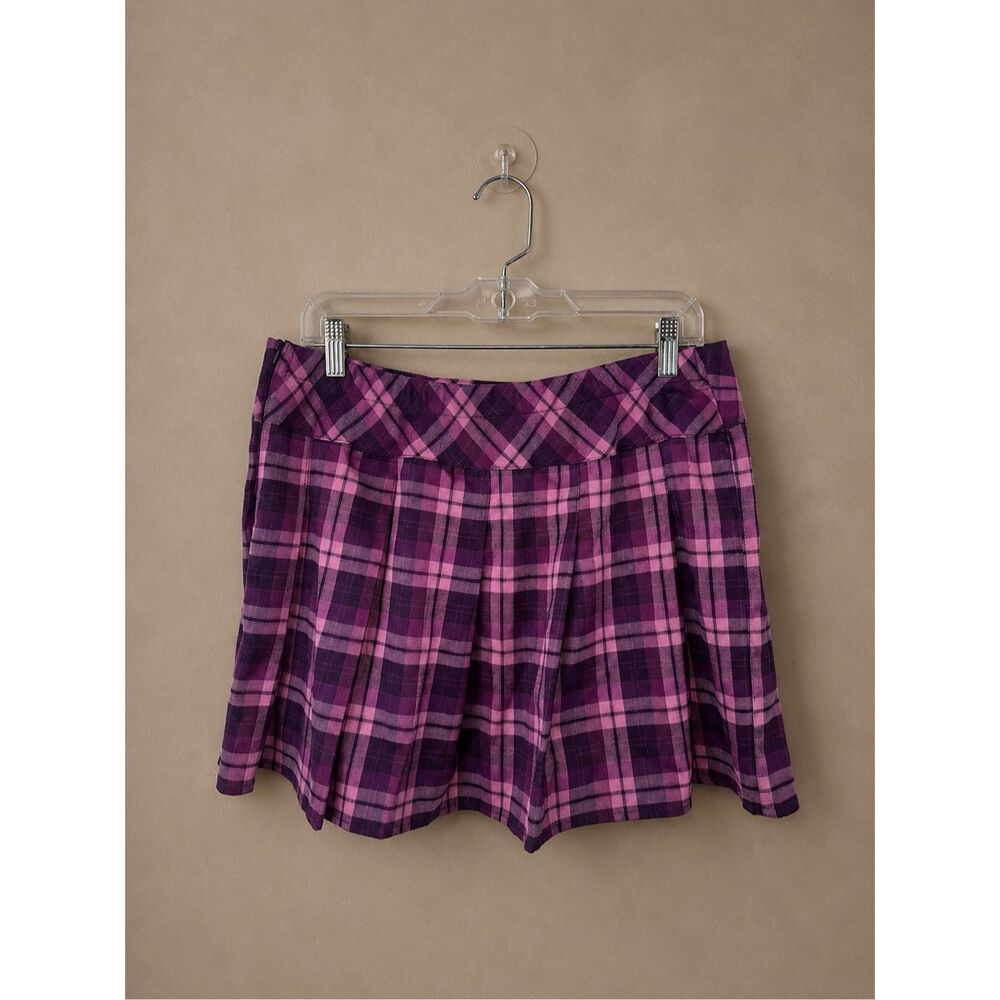 Wild Fable Sz L Purple Plaid Pleated Mini Skirt Y2K Preppy